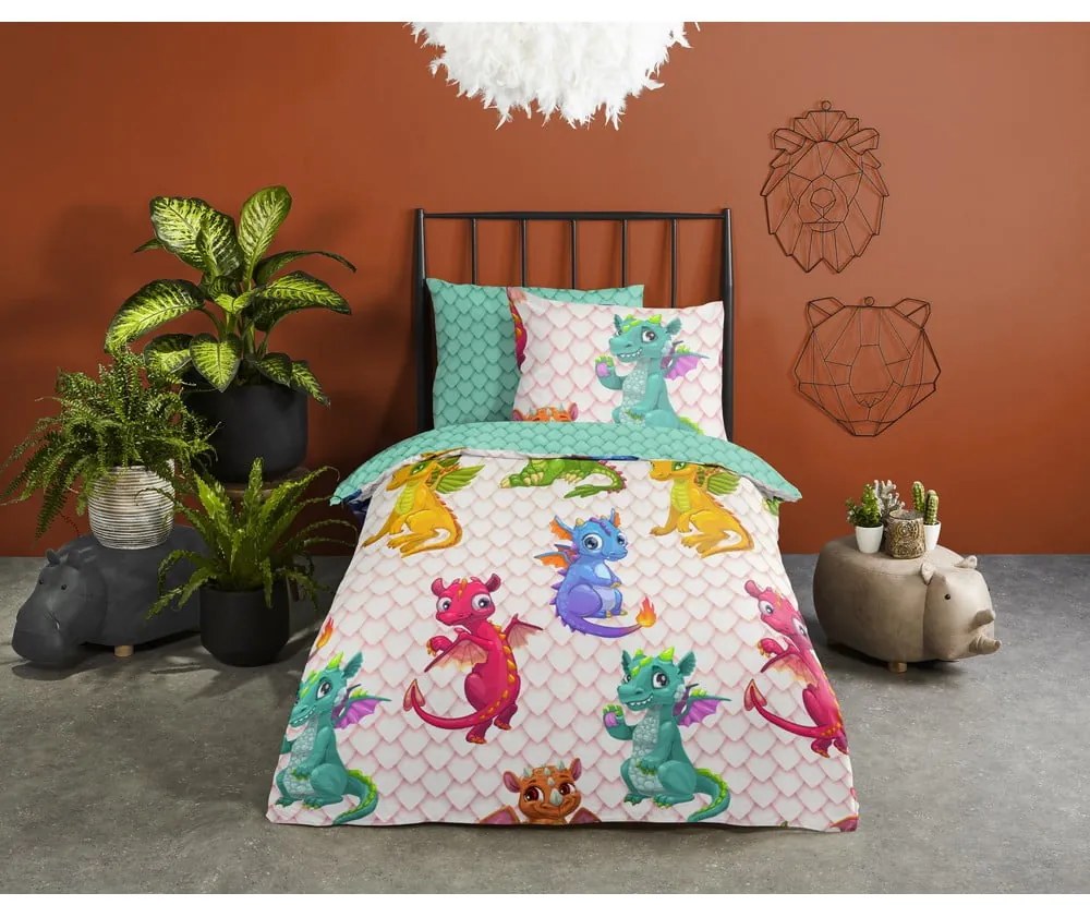 Bavlnené detské obliečky na jednolôžko/predĺžené 140x220 cm Dragons – Good Morning