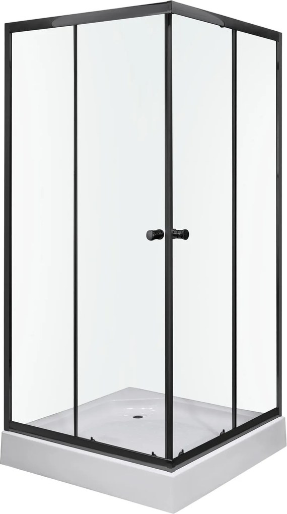 Novoterm Štvorcový sprchový kút NV-Olga SQ 80x80 čierna/transparent + vanička