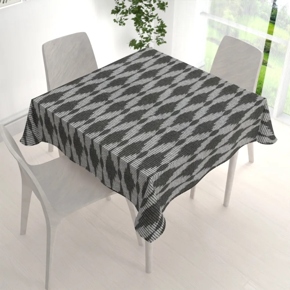 Biante Dekoračný štvorcový obrus Leona LN-048 Tmavo sivé obrazce a pásiky 40x40 cm