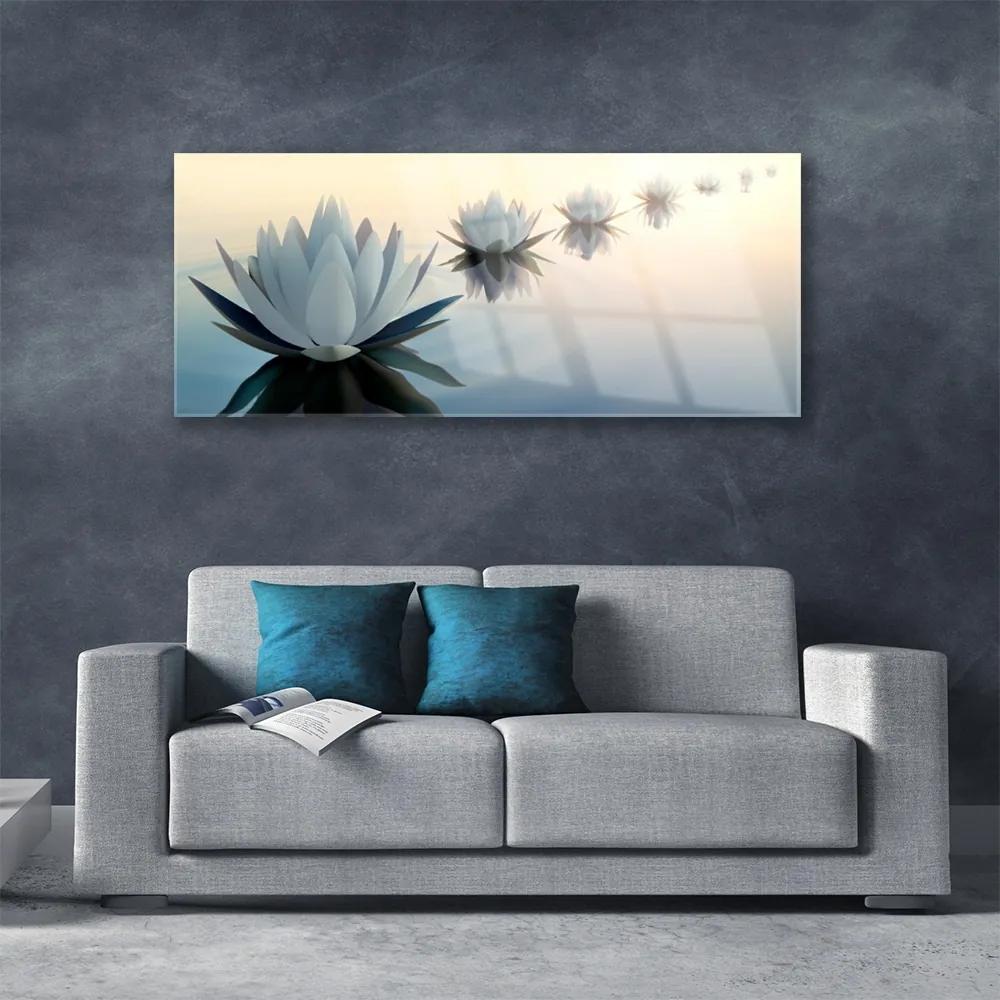 Obraz plexi Vodné lilie biely lekno 125x50 cm