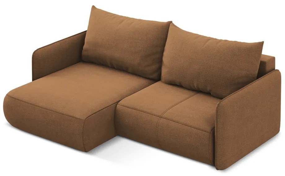 Oranžová rozkladacia/s úložným priestorom rohová pohovka (ľavý roh) Nanea – Makamii