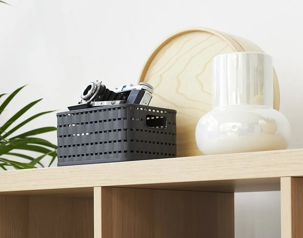 Rotho Plastový košík COUNTRY, rovný, antracit (6 l - 28x19x13)