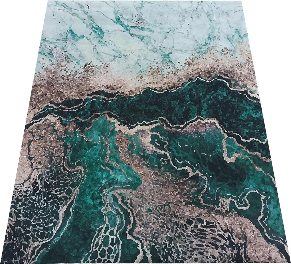 DY Zelený koberec s abstraktným vzorom Horeca-New 111 Rozmer: 60x100 cm