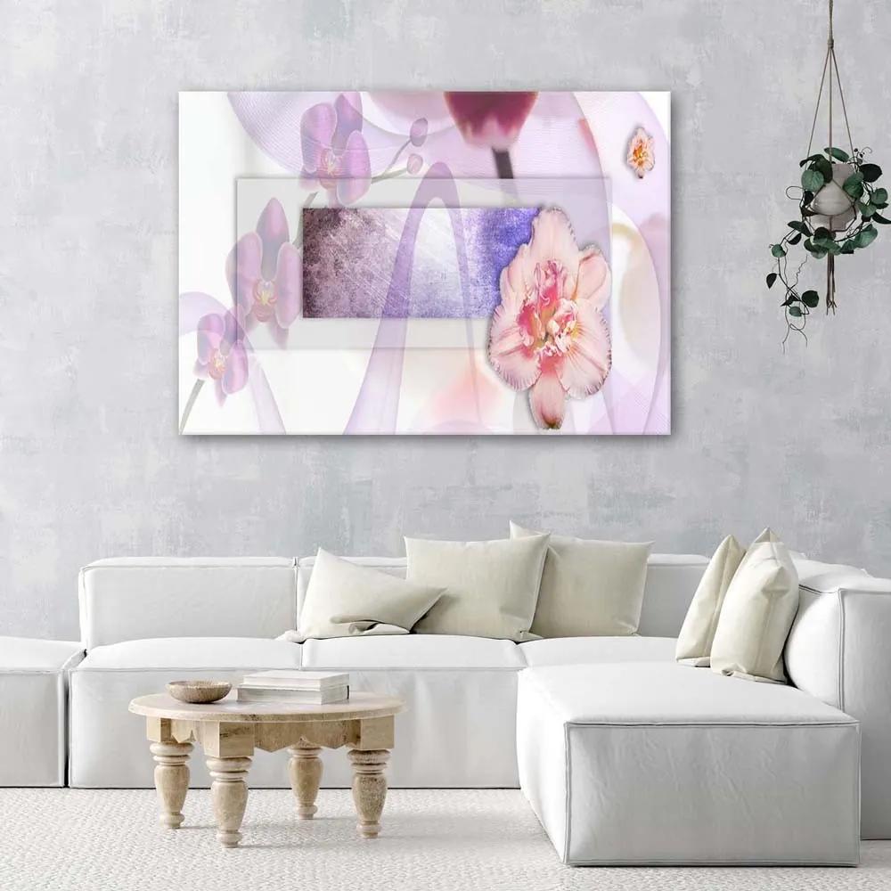 Obraz na plátně Abstraktní květiny fialové - 100x70 cm