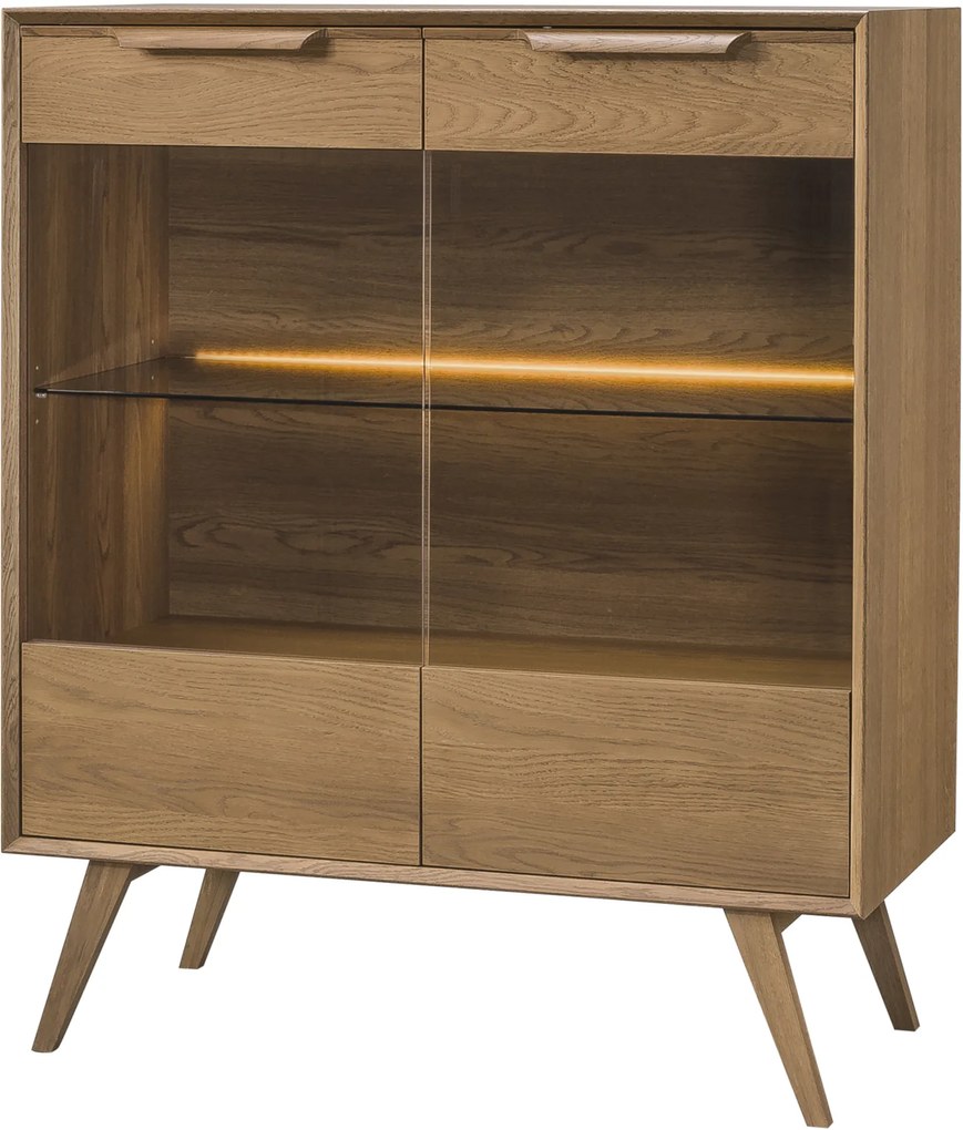 Vitrína Leo 16 II 105 cm s LED osvetlením dub rustikálny karamelový