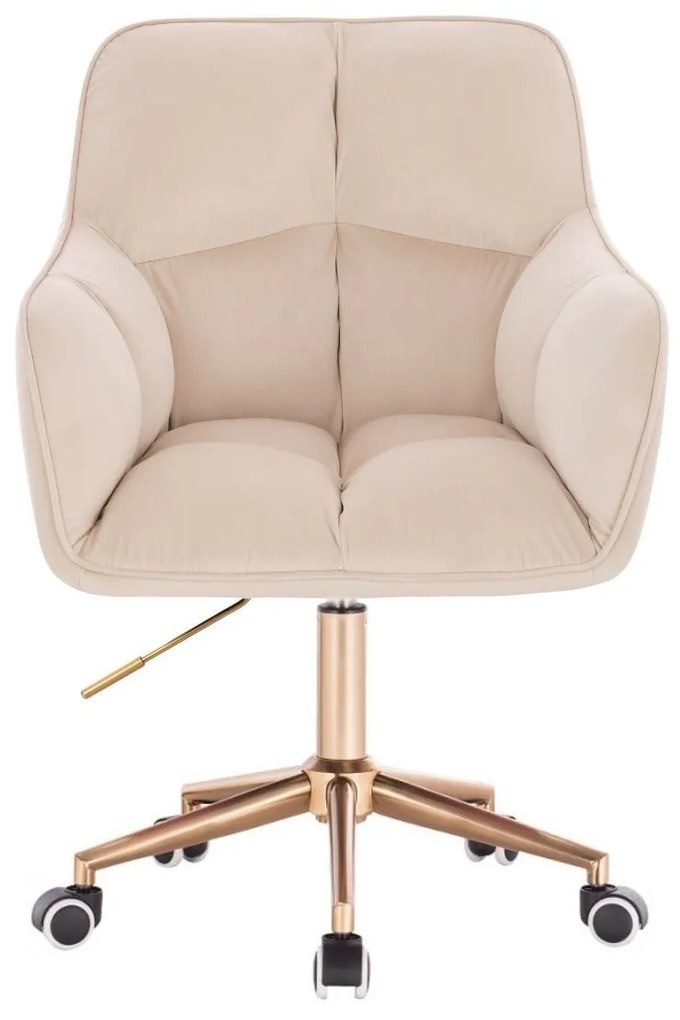 LuxuryForm DESIGN Kreslo AMALFI VELUR na zlatej podstave s kolieskami - krémové
