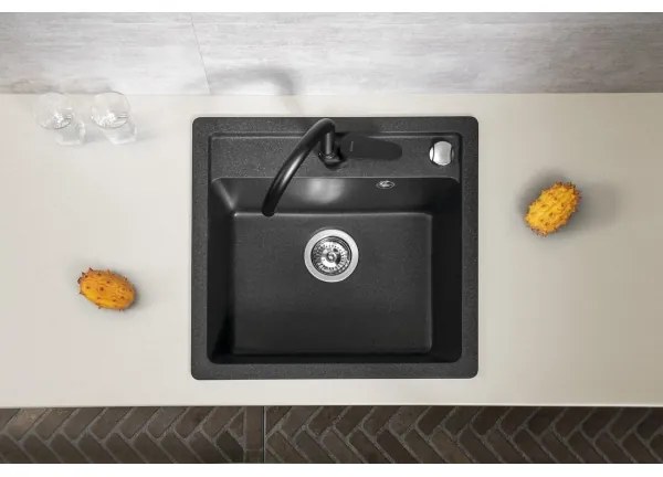 Sapho - Kuchynský drez 53x50 cm granit/čierny