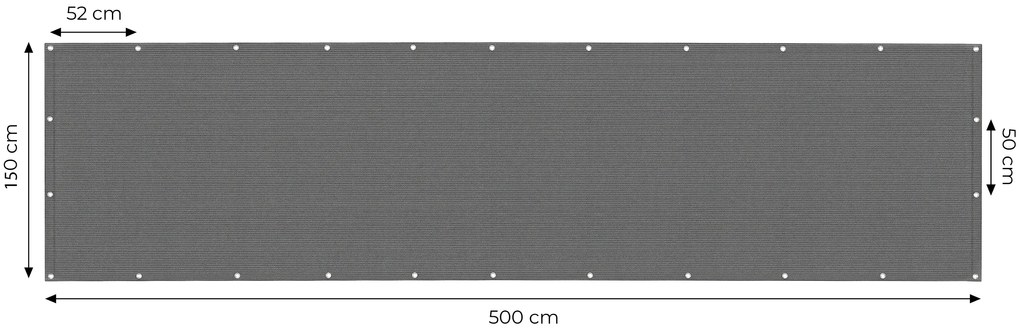 MultiGarden Tieniaca sieť na balkón s príslušenstvom 150x500 cm - sivá MultiGarden