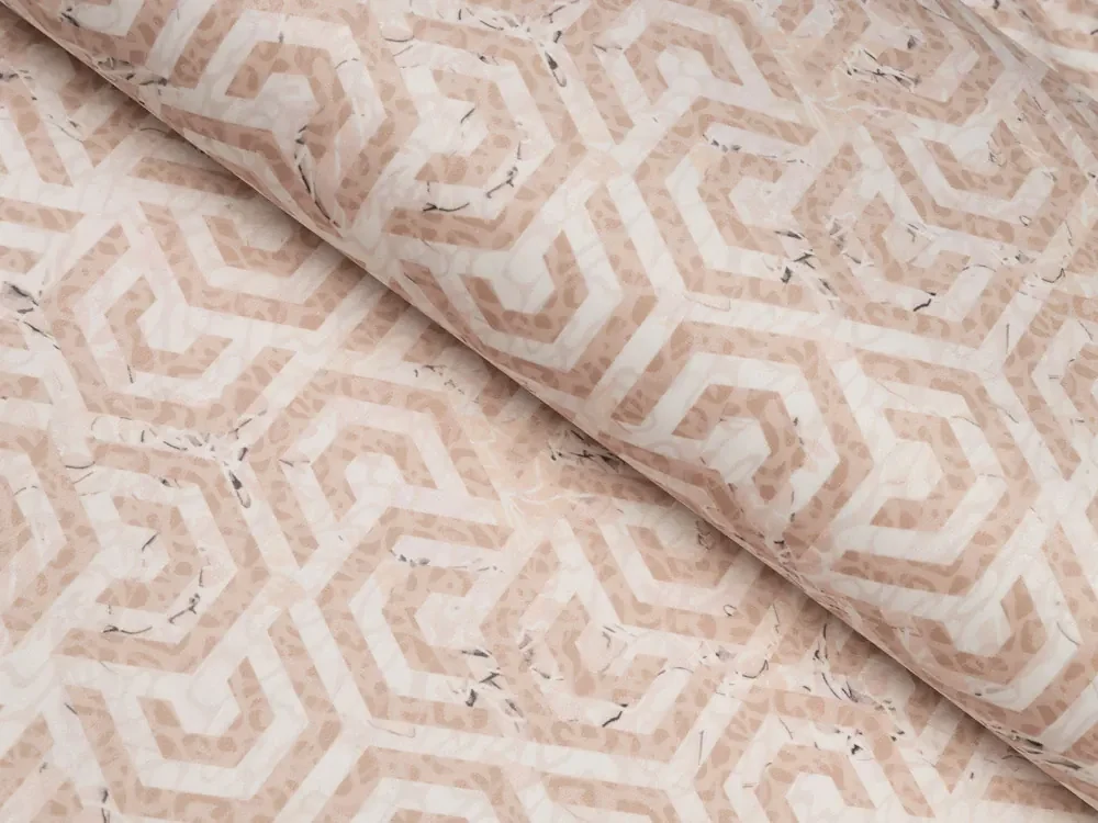 Biante Zamatový obdĺžnikový obrus Tamara TMR-029 Ružovobéžové hexagony s čiernym žíhaním 100x140 cm