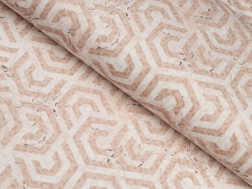 Biante Zamatový záves Tamara TMR-029 Ružovobéžové hexagony s čiernym žíhaním 135x180 cm