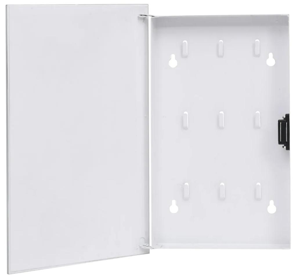 vidaXL Skrinka na kľúče s magnetickou doskou biela 30x20x5,5 cm