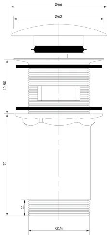OMNIRES A706BM - Umývadlový výpust CLICK-CLACK pr. 6,6 cm matná biela