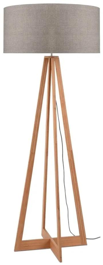 Stojacia lampa s béžovým tienidlom a konštrukciou z bambusu Good&Mojo Everest