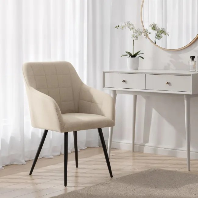 Sada štyroch jedálenských stoličiek LUXANO Lumos zamatové, béžové / čierne nohy (4 ks)