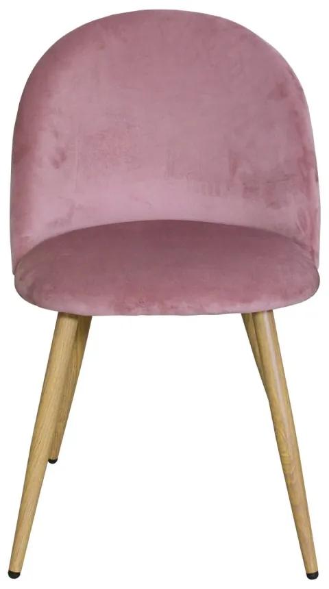 Jedálenská stolička LAMBDA — kov, zamatový poťah, ružová