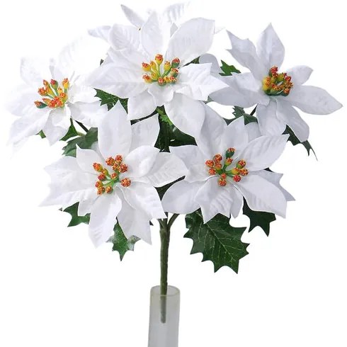 Umelá vianočné Poinsettia biela, 30 cm