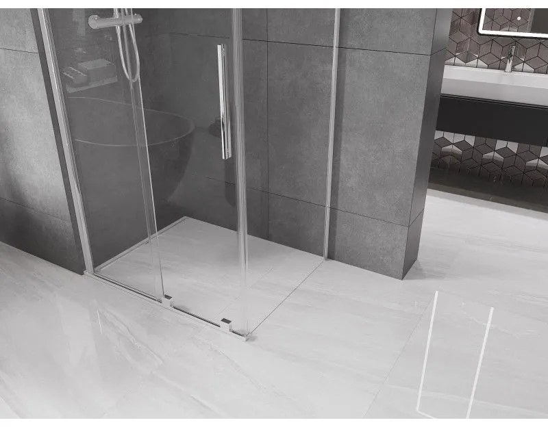 Mexen Velar, sprchový kút s posuvnými dverami 90(dvere) x 120(stena) cm, 8mm číre sklo, chrómový profil, 871-090-120-01-01