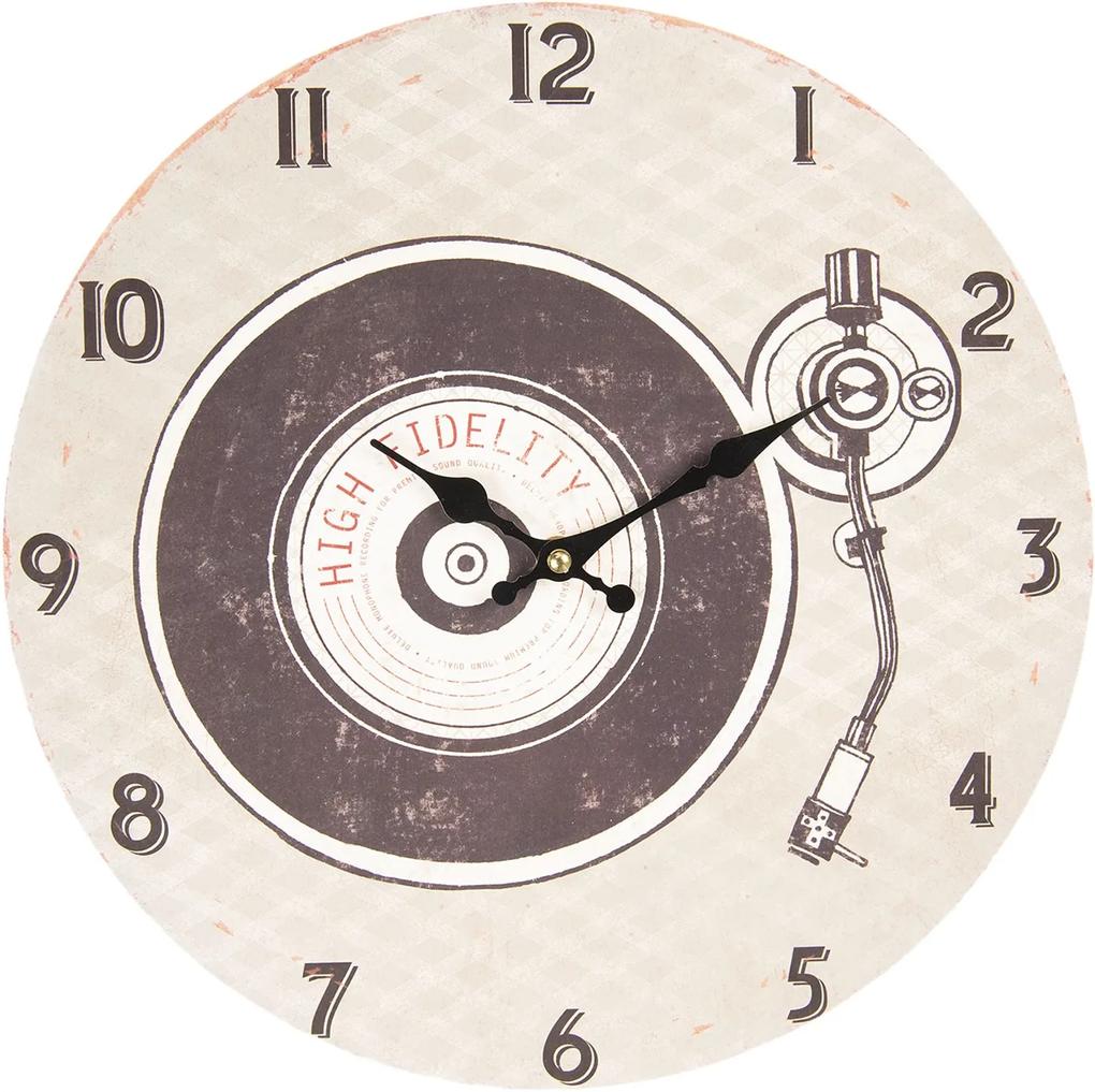Vintage nástenné hodiny s gramofónovú doskou - Ø 34 * 3 cm / 1 * AA