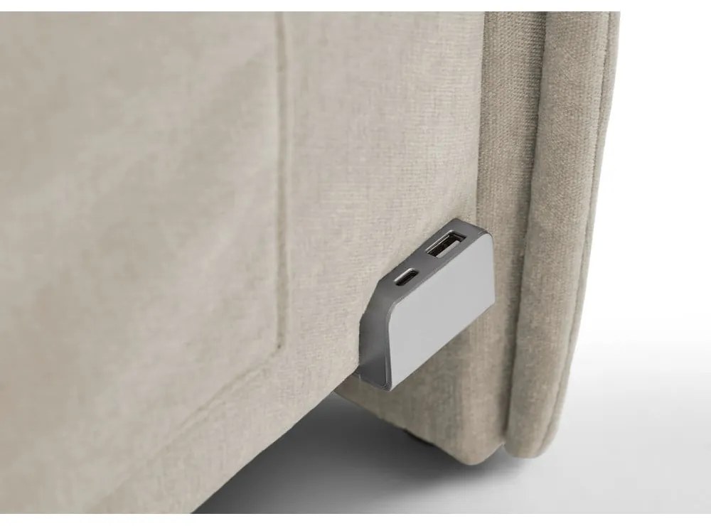 Béžová čalúnená rohová detská posteľ s úložným priestorom s roštom 120x200 cm Fun – Meise Möbel