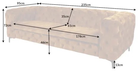 Sedacia súprava 41298 235cm Modern Barock Zamat Žltá  - Komfort-nábytok