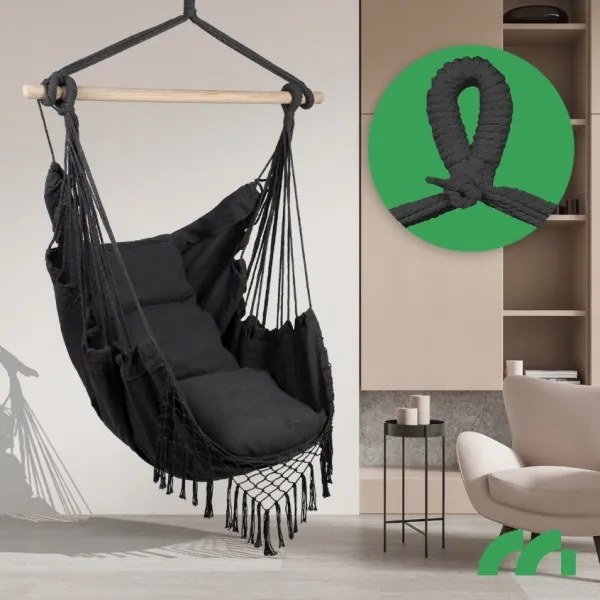 Brazílske hojdacie kreslo so strapcami 20937 - Hamak šedé