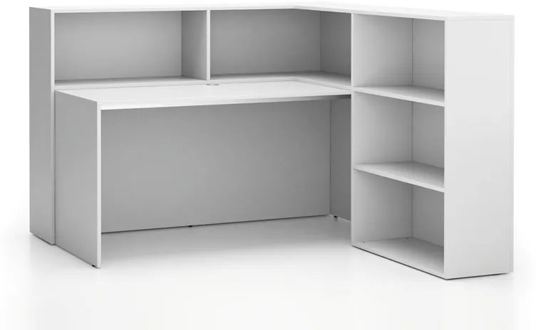 PLAN Rohová kancelárska zostava SEGMENT, pravá, biela