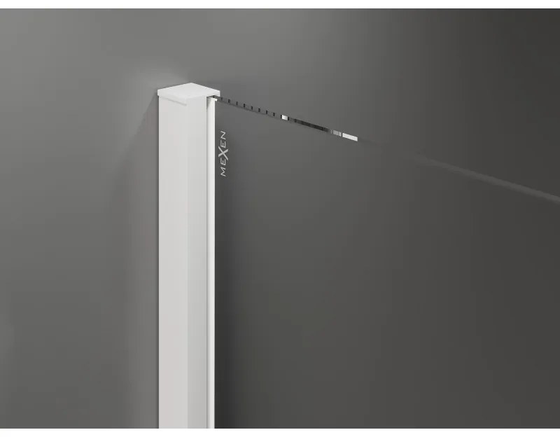 Mexen Velar, sprchový kút s posuvnými dverami 140 x 70 cm, 8mm šedé sklo, biela matná, 871-140-070-41-20