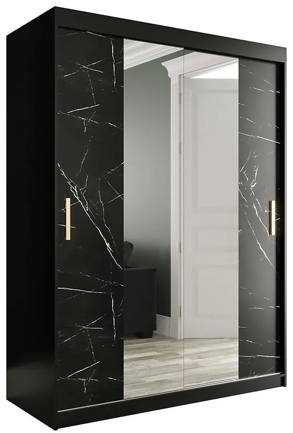 Skriňa Marmur T1 150 čierna/mramor čierna