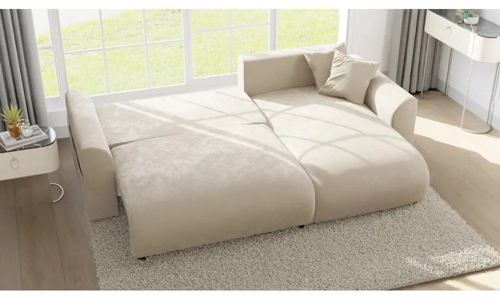 Béžová zamatová rohová pohovka (variabilná) Lorine – Ropez