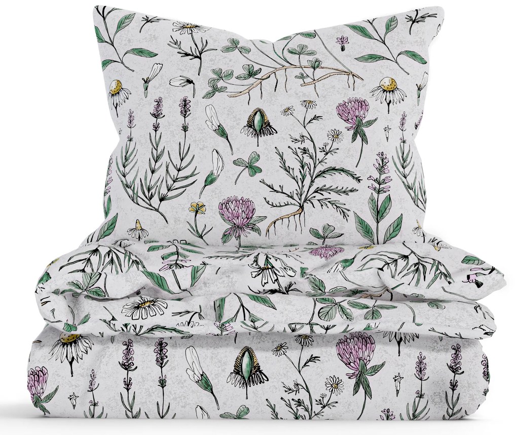Francúzske bavlnené obliečky Renforcé - Herbár sivý