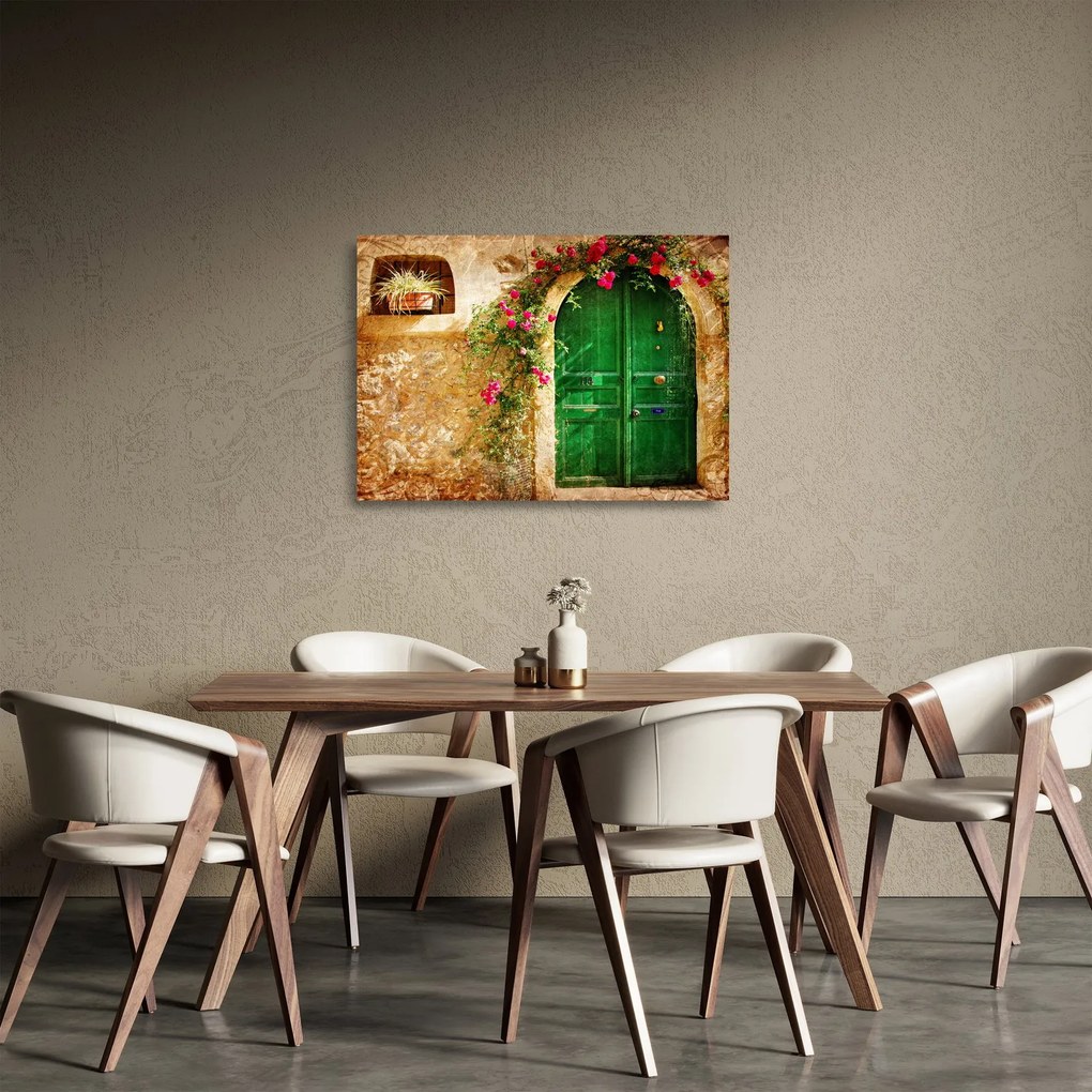 Sklenený obraz starých dverí (70x50 cm)