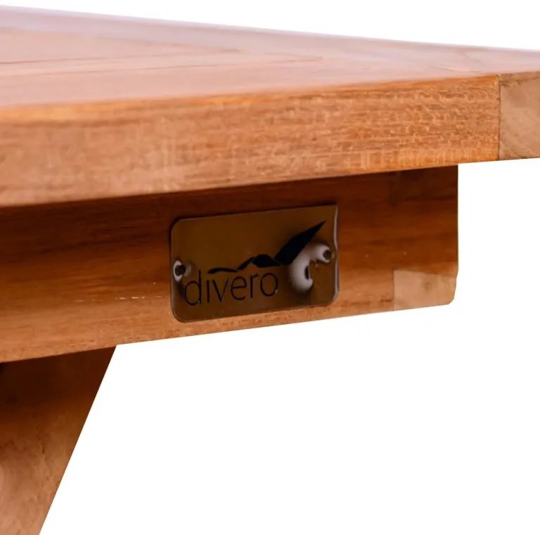 Jedálenský stôl DIVERO masívny teak 120 x 70 x 75 cm hnedý