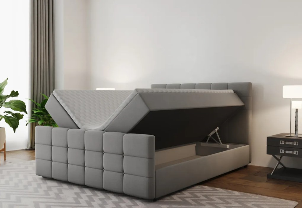 Čalúnená posteľ boxspring MARENA + topper, 140x200, basel 87