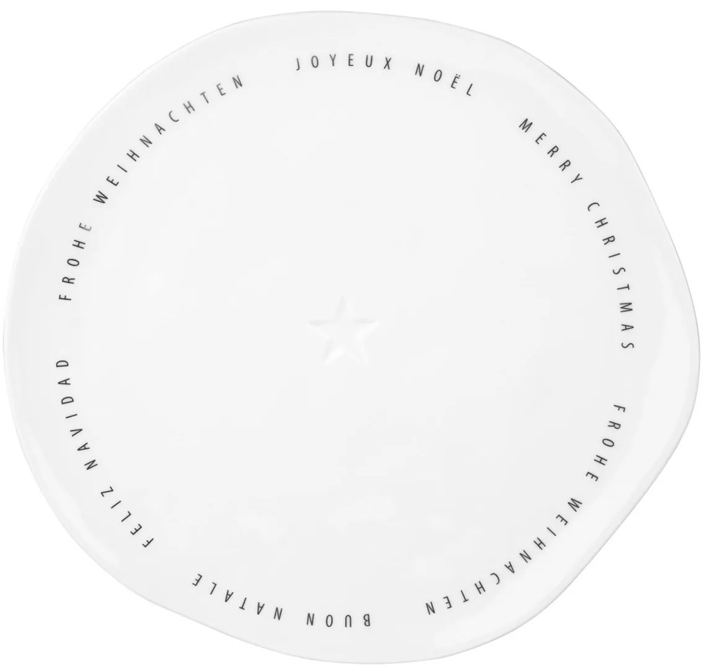 Biely porcelánový tanier MERRY CHRISTMAS