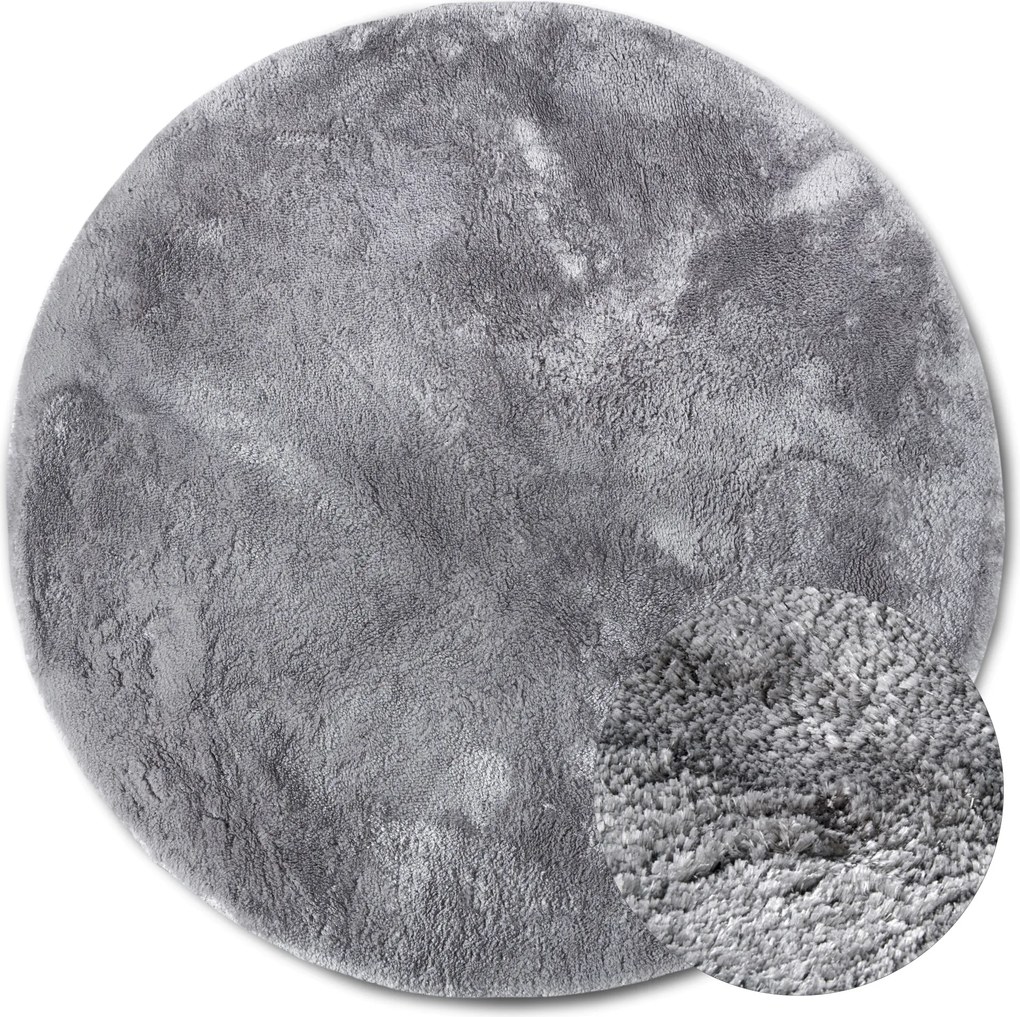 Kusový koberec Cosy 106110 Silver kruh z kolekcie Elle, 200x200 (priemer) kruh, šedá, obývacia izba, ELLE Decoration