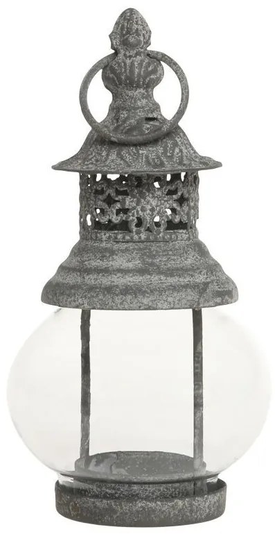 Šedá antik zdobená lampáš na čajovku Giggi - 8,5 *16,5 cm