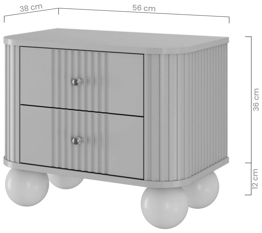 Nočné stolíky Vespera 56 cm - 2 ks - kašmírová / orech / čierna / kašmírové nohy