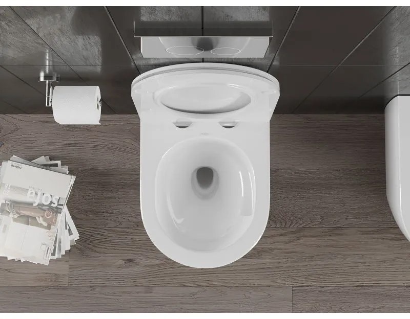 Mexen Carmen, závesná WC misa 490x365x340 mm, Rimless Tornádo + SLIM WC sedadlo z duroplastu, biela lesklá, 30880500