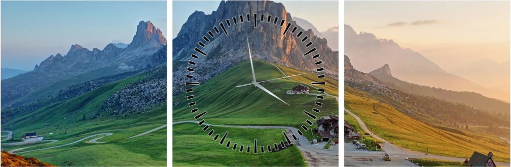 Obraz - Dolomity (s hodinami) (90x30 cm)