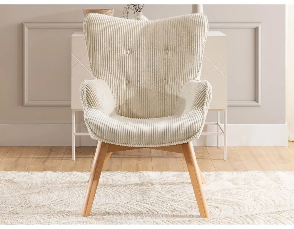 Béžové menčestrové kreslo Niko – Ropez