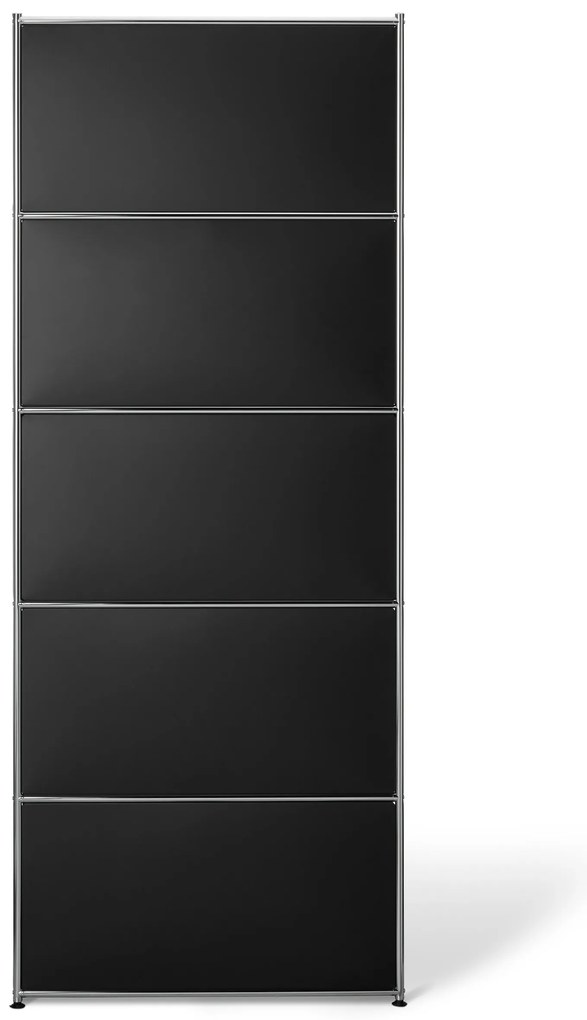 Vysoký kovový regál »CN3« s výklopnou priehradkou, čierny