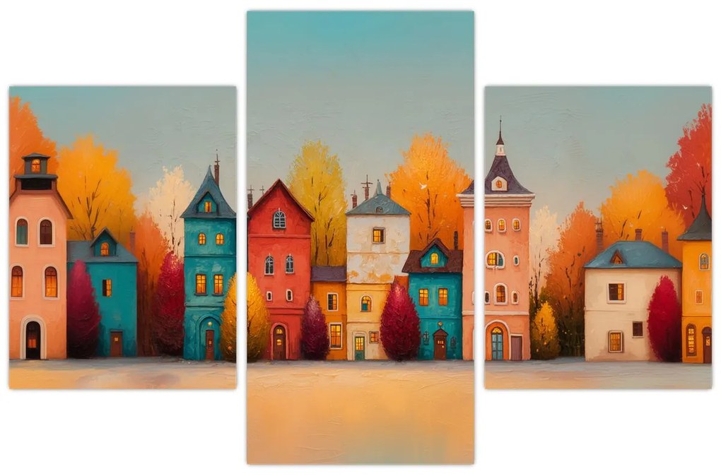 Obraz - Jesenná dedina (90x60 cm)