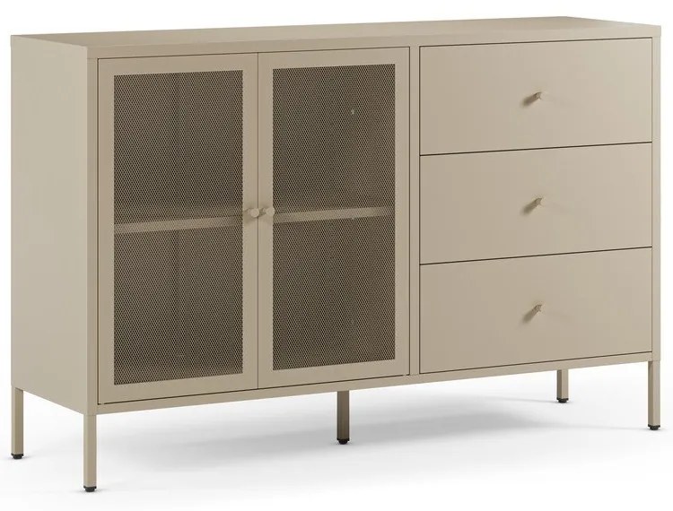 Krémovobiela kovová komoda 140x90x40 cm Fayna – Marckeric