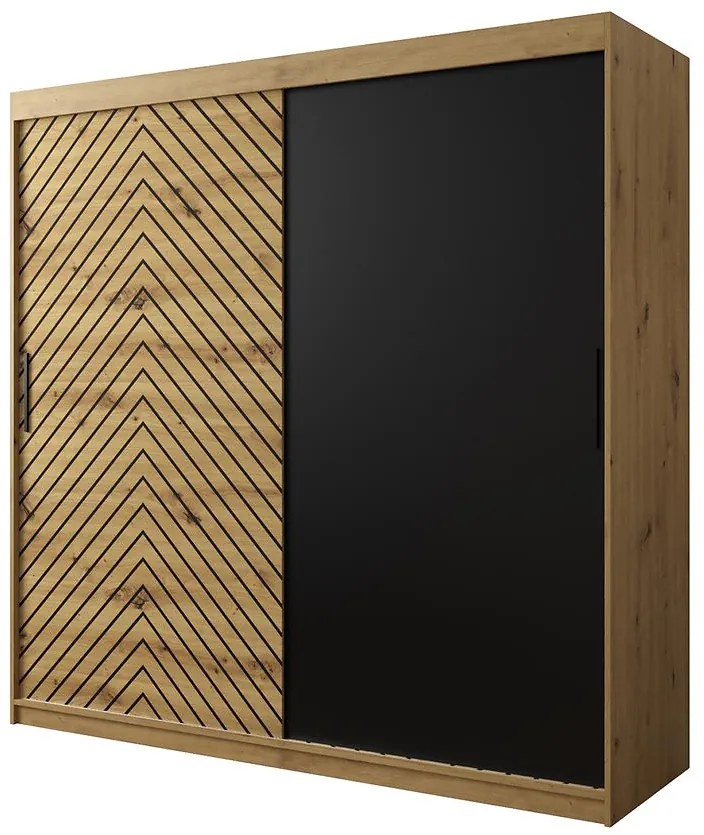 Skriňa Jodełka 200 dub Artisan/dub Artisan/čierna