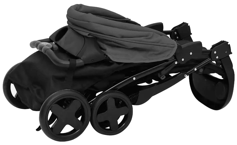 3-v-1 detský kočík tmavosivý a čierny oceľový