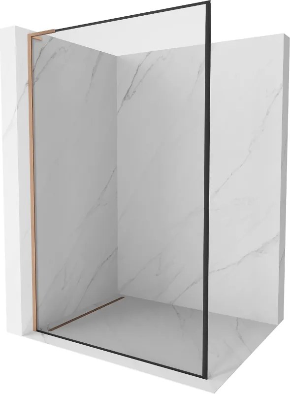 Mexen Kioto L, sprchová zástena Walk-In 60 x 200 cm, 8mm číre sklo čierny vzor, medený matný profil, 800-060-103-65-70