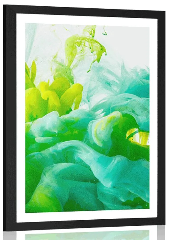 Plagát s paspartou atrament v zelených odtieňoch - 30x45 white