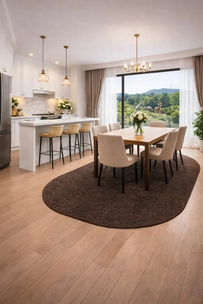 Vopi, Kusový koberec Eton hnedý ovál, 200x300, hnedá, chodba / predsieň