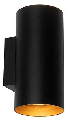 Inteligentná nástenná lampa čierna so zlatom 2-svetlá vrátane Wifi GU10 - Sab