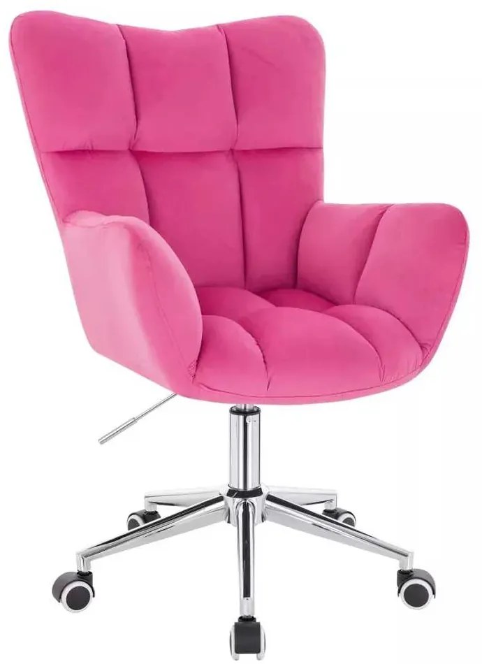 LuxuryForm DESIGN Otočné kreslo AURORA VELUR na striebornej podstave s kolieskami - tmavoružové